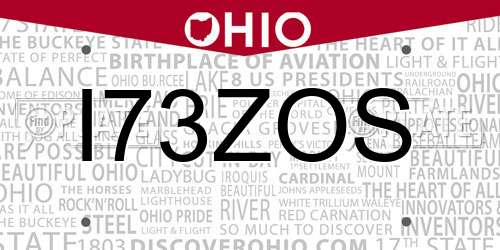 I73ZOS Ohio License Plate