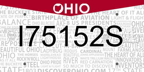 I75152S Ohio License Plate