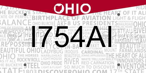 I754AI Ohio License Plate