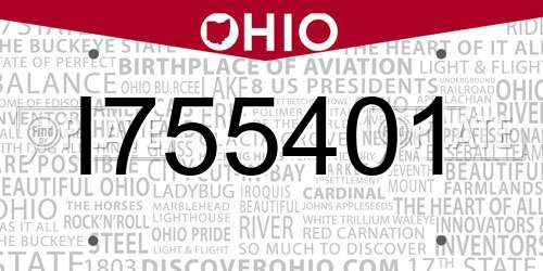 I755401 Ohio License Plate