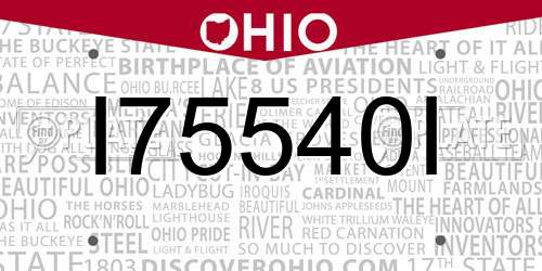 I75540I Ohio License Plate