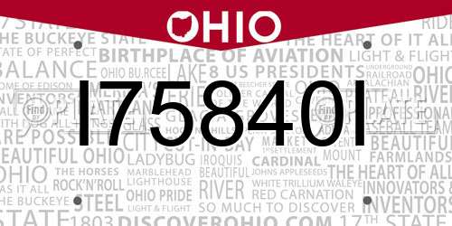 I75840I Ohio License Plate