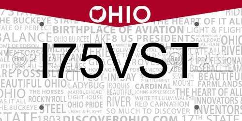 I75VST Ohio License Plate