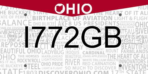 I772GB Ohio License Plate