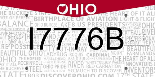 I7776B Ohio License Plate