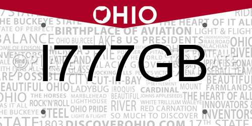 I777GB Ohio License Plate