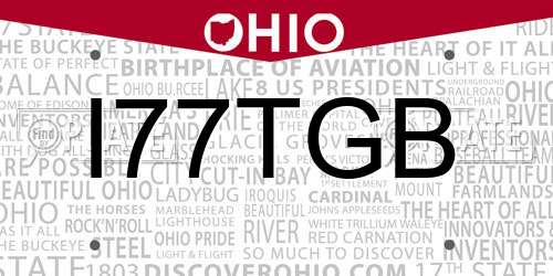 I77TGB Ohio License Plate