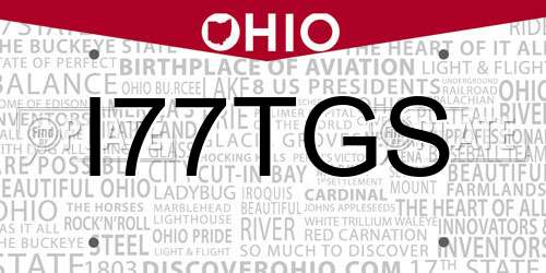 I77TGS Ohio License Plate