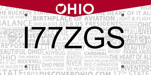 I77ZGS Ohio License Plate