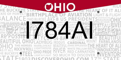 I784AI Ohio License Plate