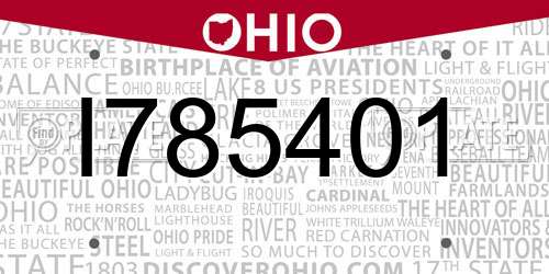 I785401 Ohio License Plate