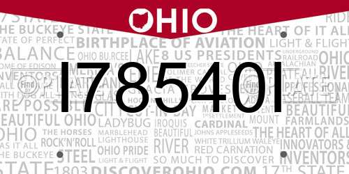 I78540I Ohio License Plate