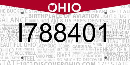 I788401 Ohio License Plate