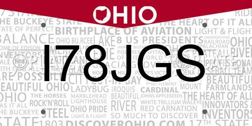 I78JGS Ohio License Plate