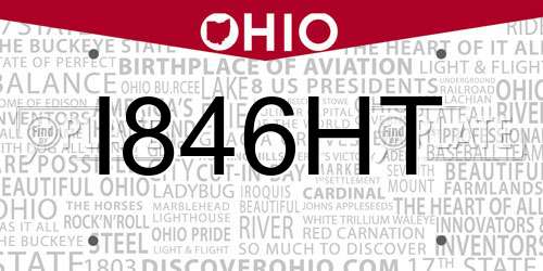 I846HT Ohio License Plate