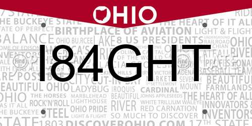 I84GHT Ohio License Plate
