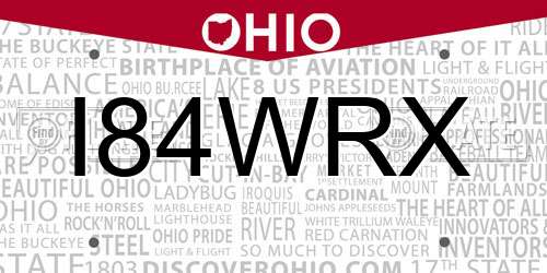 I84WRX Ohio License Plate