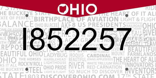 I852257 Ohio License Plate