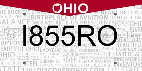 I855RO Ohio License Plate