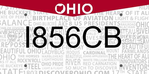 I856CB Ohio License Plate