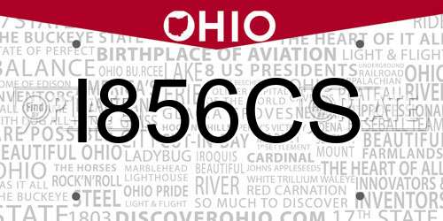 I856CS Ohio License Plate