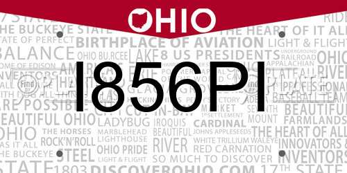 I856PI Ohio License Plate