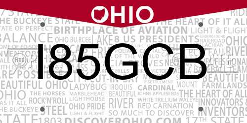 I85GCB Ohio License Plate