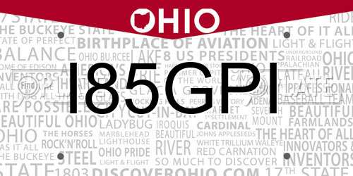 I85GPI Ohio License Plate