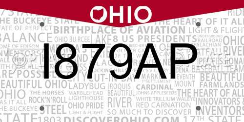 I879AP Ohio License Plate