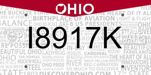 I8917K Ohio License Plate