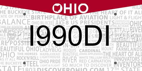 I990DI Ohio License Plate