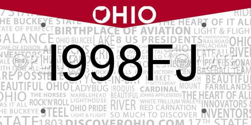 I998FJ Ohio License Plate