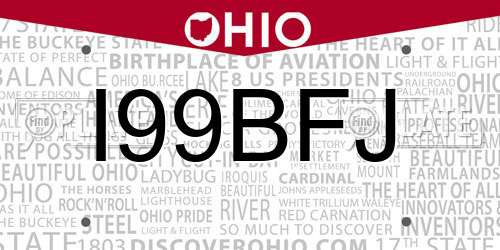 I99BFJ Ohio License Plate
