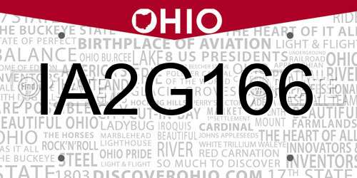 IA2G166 Ohio License Plate