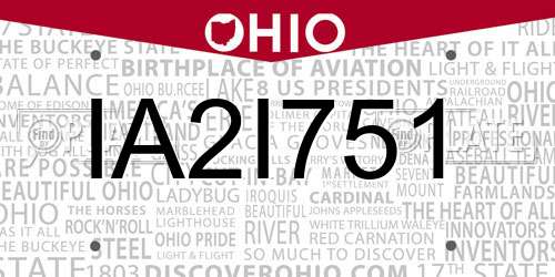 IA2I751 Ohio License Plate