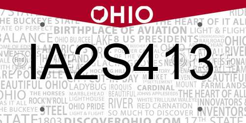 IA2S413 Ohio License Plate
