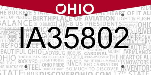 IA35802 Ohio License Plate