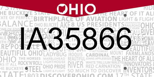 IA35866 Ohio License Plate