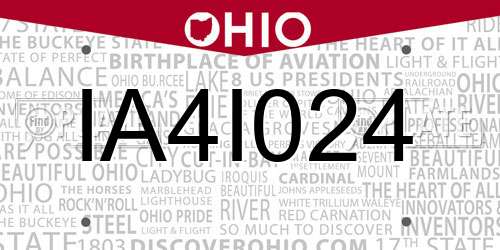 IA4I024 Ohio License Plate