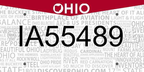 IA55489 Ohio License Plate