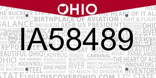 IA58489 Ohio License Plate