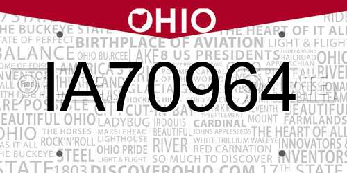 IA70964 Ohio License Plate