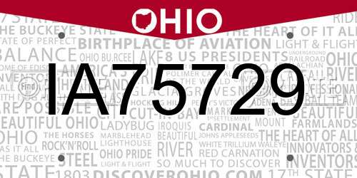 IA75729 Ohio License Plate