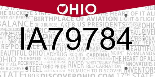IA79784 Ohio License Plate