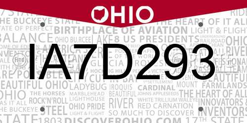 IA7D293 Ohio License Plate