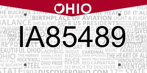 IA85489 Ohio License Plate