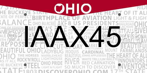 IAAX45 Ohio License Plate