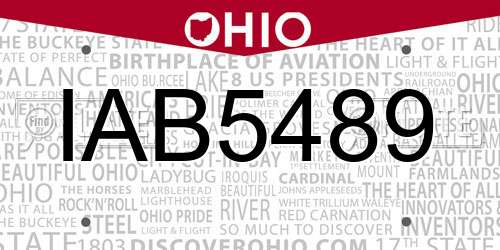 IAB5489 Ohio License Plate