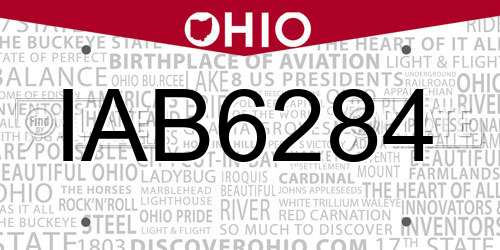 IAB6284 Ohio License Plate