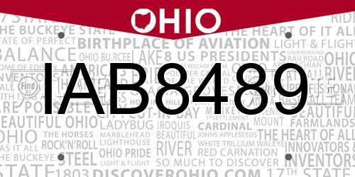 IAB8489 Ohio License Plate